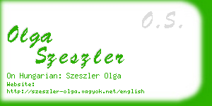 olga szeszler business card